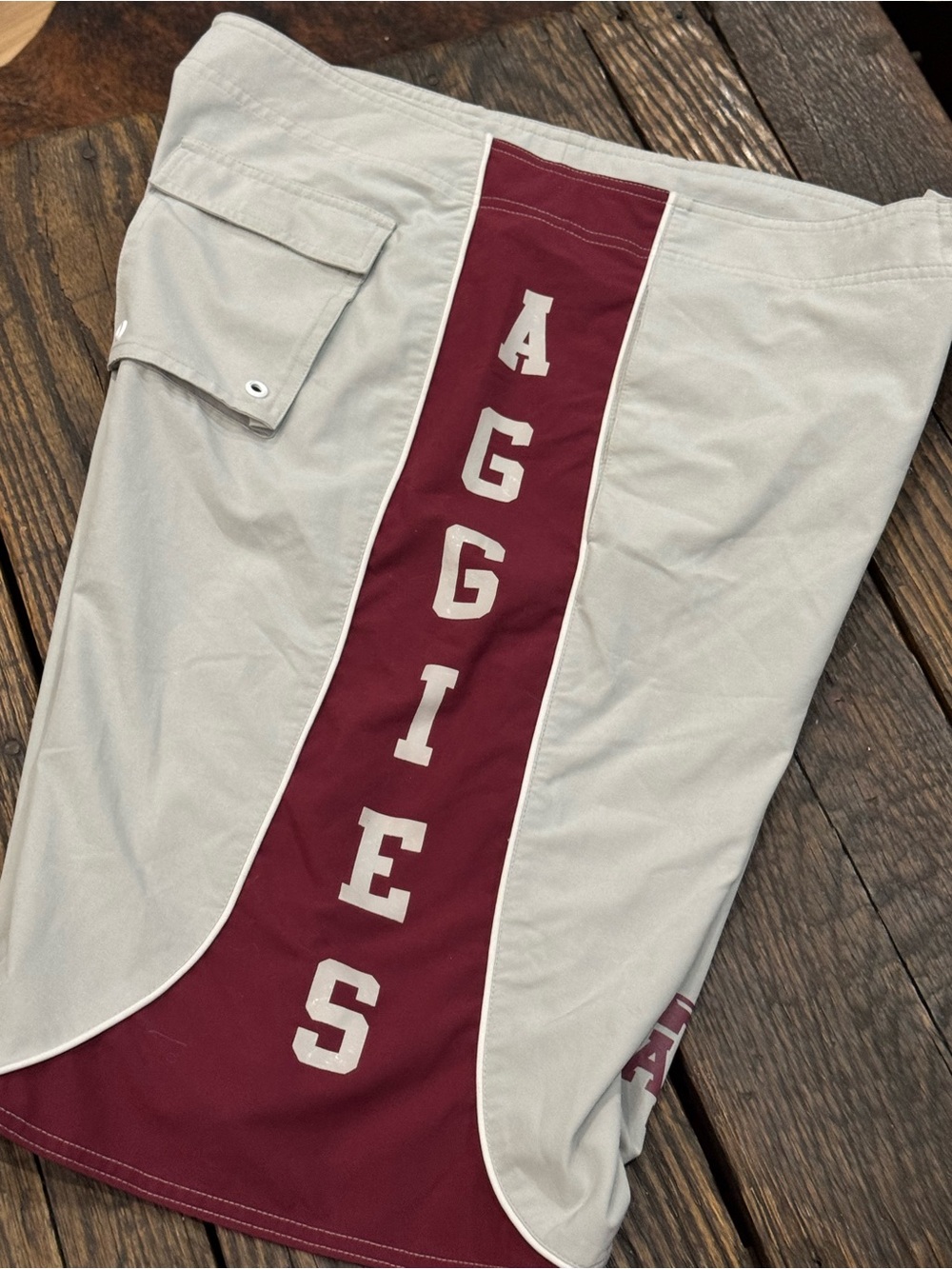 Texas A&M Aggies Men's Gray & Maroon Swim Trunks Board Shorts Size 34 Bumrunners - Picture 6 of 7